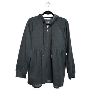 Lug Shimmy Women's Babydoll Charcoal Hoodie Soft Brushed Jersey, Zip-Up, Size M